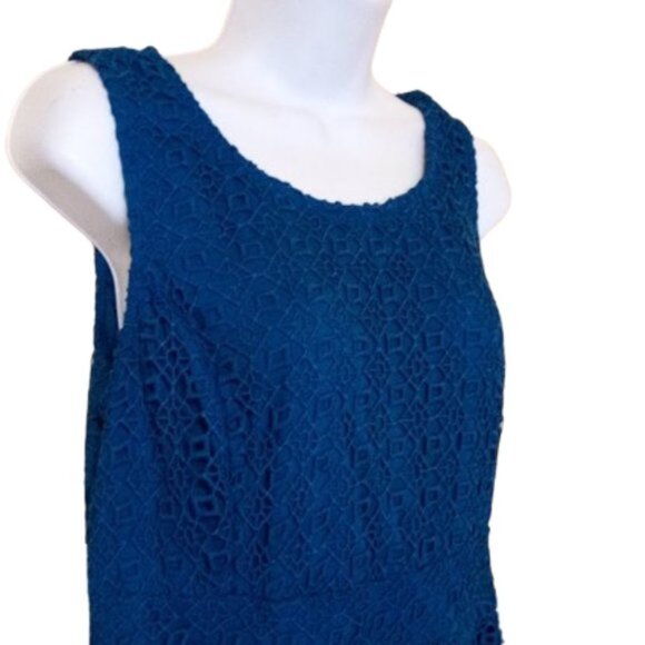 Teal Blue Fit and Flare Lace Dress Size 8 - Picture 4 of 7